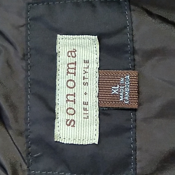 Sonoma Men's Brown Full-Zip Button Puffer Vest Jacket XLarge - Picture 4 of 5